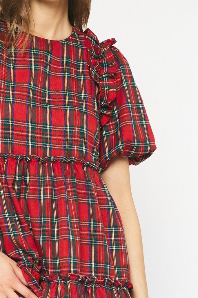 open lace back dress Caroline Red Plaid Dress – chickasawrose