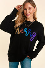 Merry Pop Up Letter Sweater Knit Top