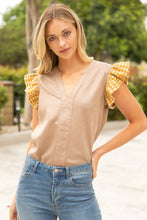Emory Taupe Texture Houndstooth Top