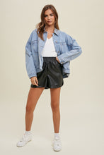 Washed Denim Jacket with Pleated Back Detail